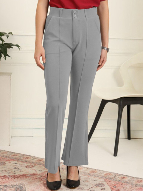 THE FAB FACTORY Women Regular Fit Pleated Trousers