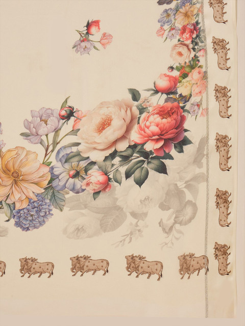 Sangria Floral Printed Saree with Unstitched Blouse - Image 6