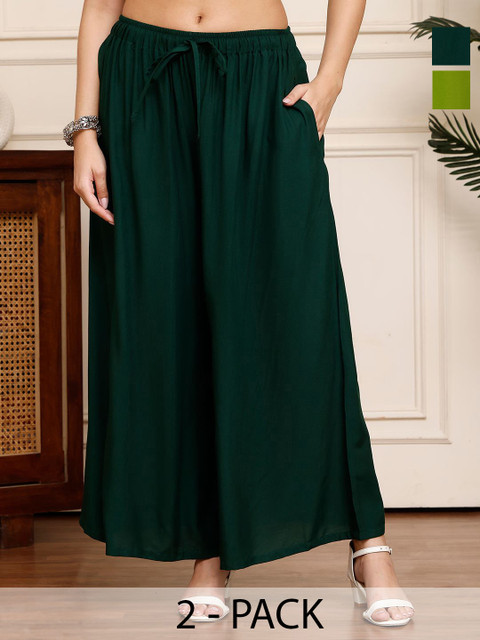 Valles365 by S.C. Women Pack of 2 Flared Ethnic Palazzos