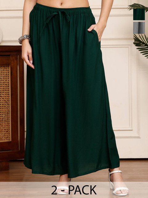 Valles365 by S.C. Women 2 Flared Ethnic Palazzos