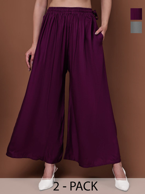 Valles365 by S.C. Women Pack Of 2 Flared Ethnic Palazzos