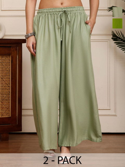 Valles365 by S.C. Women Set of 2 Flared Ethnic Palazzos