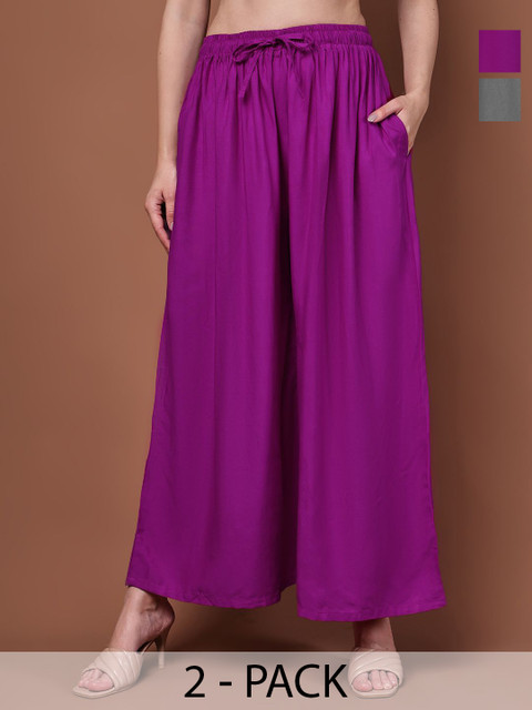 Valles365 by S.C. Pack Of 2 Flared Ethnic Palazzos