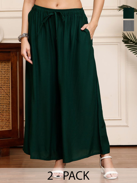 Valles365 by S.C. Women Pack Of 2 Flared Ethnic Palazzos