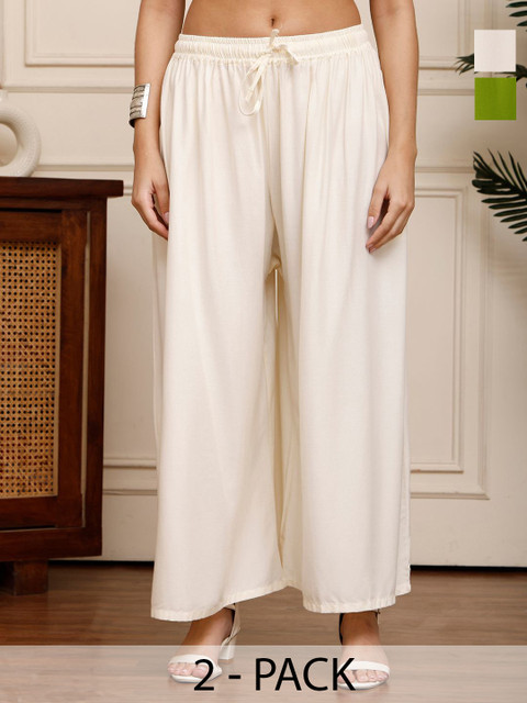 Valles365 by S.C. Women Pack of 2 Solid Flared Ethnic Palazzos