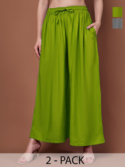 Valles365 by S.C. Pack Of 2 Flared Ethnic Palazzos