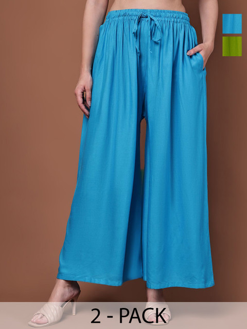 Valles365 by S.C. Women Set of 2 Flared Ethnic Palazzos