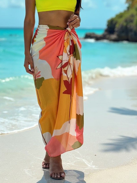 Aoba Printed Swim Cover-Up Sarong
