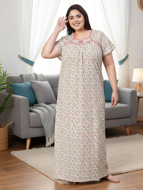 CLOCHOICE Women Printed Maxi Nightdress