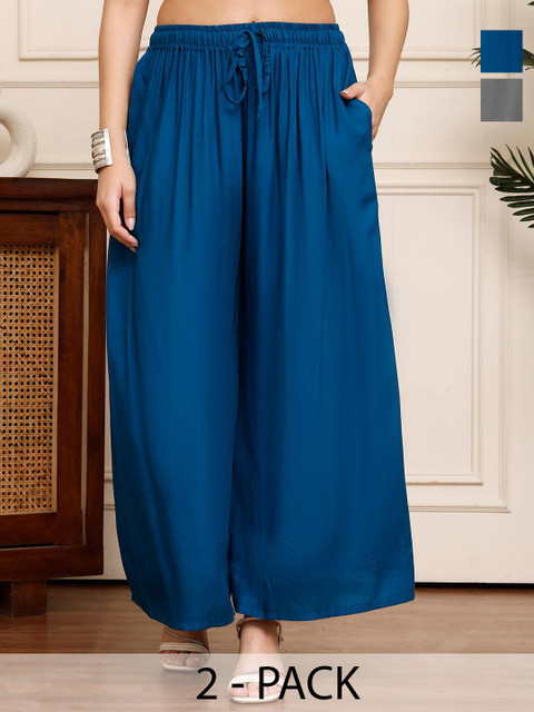 Valles365 by S.C. Pack Of 2 Flared Ethnic Palazzos