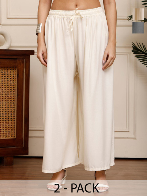 Valles365 by S.C. Women Set Of 2 Flared Ethnic Palazzos