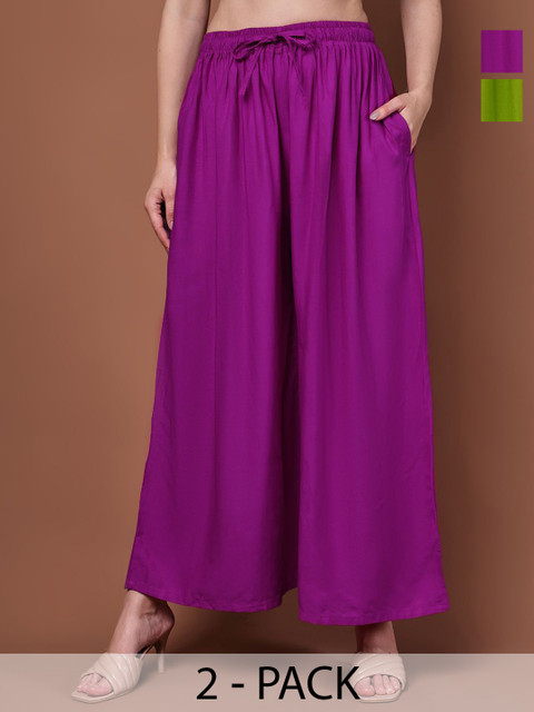 Valles365 by S.C. Women Pack of 2 Flared Ethnic Palazzos