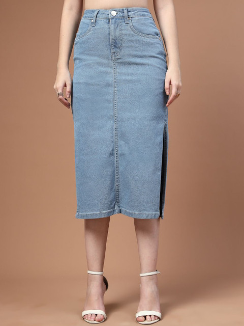 Style Quotient Women A-Line Side Slit Knee Length Skirts