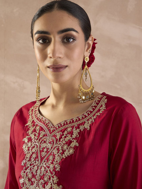 Indo Era Embroidered Round Neck Tunic With Trousers - Image 3