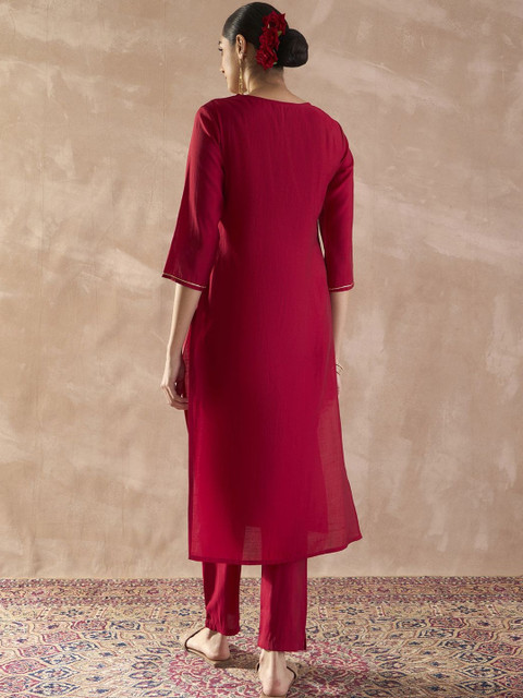 Indo Era Embroidered Round Neck Tunic With Trousers - Image 6