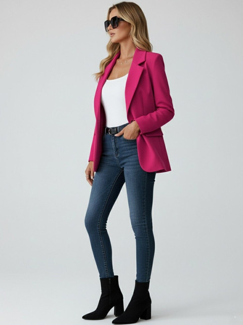 HERE&NOW Mandarin Collar Long Sleeves Open Front Blazer - Image 3