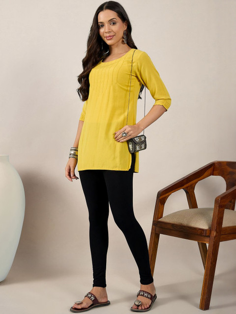 QIOA Pack Of 3 Pure Cotton Mid Rise Ankle Length Leggings - Image 6