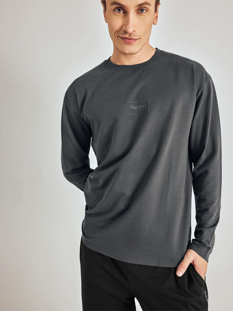 Pepe Jeans Men Brand Logo Printed Round Neck Cotton Relaxed Fit T-shirt