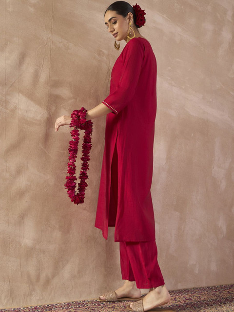 Indo Era Embroidered Round Neck Tunic With Trousers - Image 2