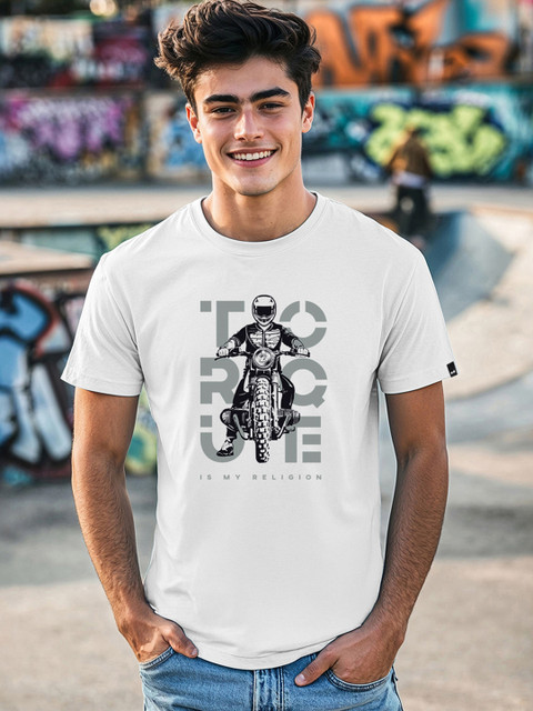 Bewakoof Pure Cotton White Printed T-shirt