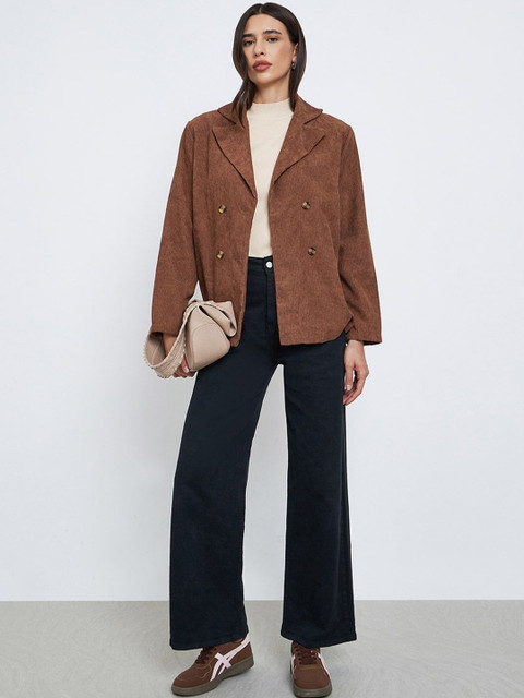 Styli Women Notched Lapel Long Sleeves Double Breasted Blazer