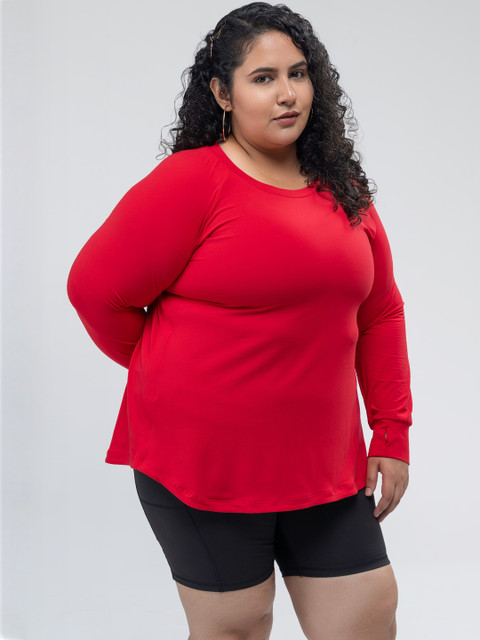 SPIRIT ANIMAL Women Plus Size Solid Round Neck T-shirt