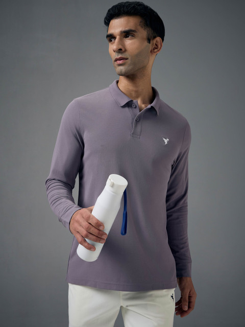 Technosport Men Anti Static Brand Logo Printed Polo Collar Slim Fit T-shirt