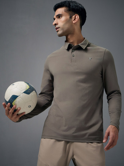 Technosport Men Brand Logo Polo Collar Anti Static Slim Fit T-shirt