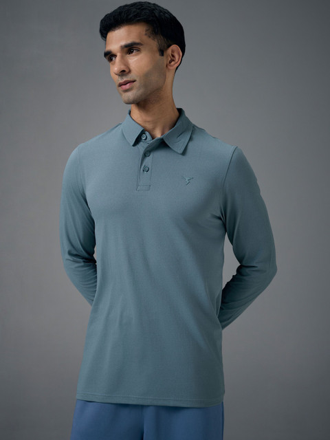 Technosport Men Brand Logo Polo Collar Anti Static Slim Fit T-shirt