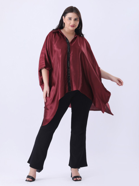 Qurvii Kimono Sleeve Satin Kaftan Dress
