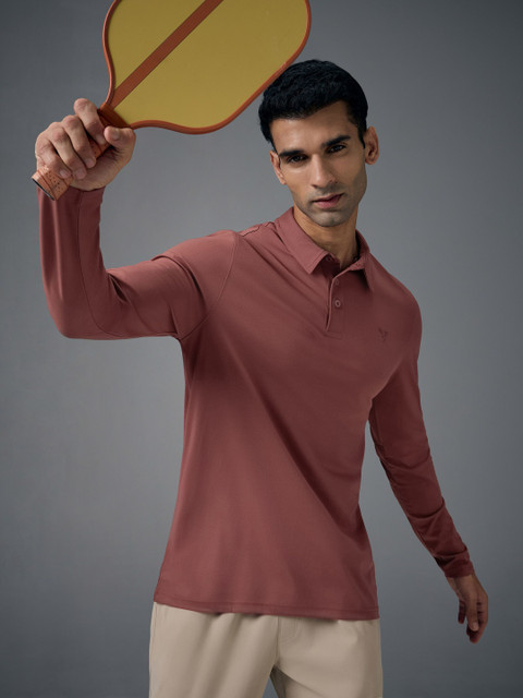 Technosport Men Anti Static Solid Polo Collar Slim Fit T-shirt