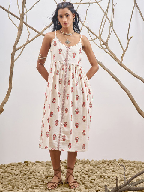 Vara By Vishudh Women Floral Printed A-Line Midi Dress