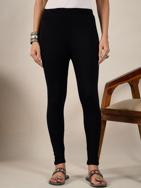 BUY NEW TREND Women Pack Of 3 Mid-Rise Pure Cotton Ankle-Length Leggings - Image 2