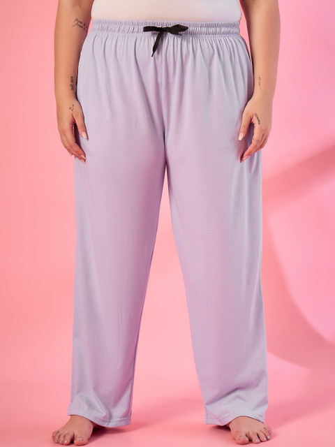 ALIZA Women Plus Size Solid Relaxed-Fit Straight-Leg Lounge Pant