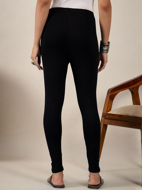 BUY NEW TREND Women Pack Of 3 Mid-Rise Pure Cotton Ankle-Length Leggings - Image 5