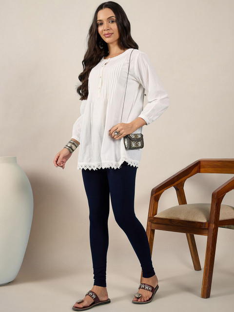 BUY NEW TREND Women Pack Of 2 Mid-Rise Pure Cotton Ankle-Length Leggings - Image 6