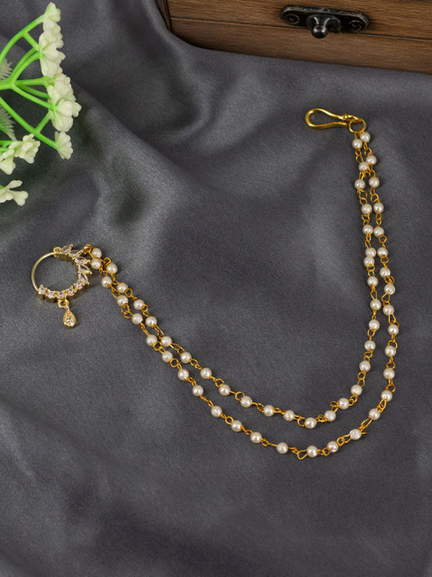 PRIVIU Gold-Plated Cubic Zirconia Ring Nosepin