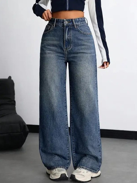 VBEAUTI Women Jean Straight Fit High-Rise Light Fade Stretchable Jeans