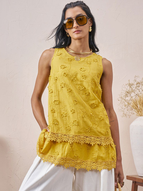 Vara By Vishudh Embellished Embroidered Cotton Top