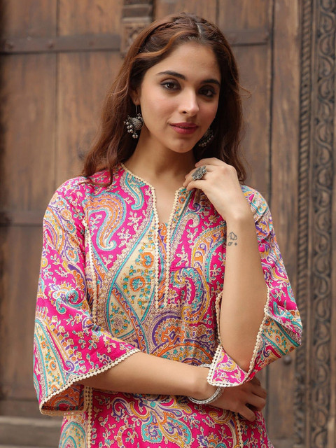 QUEENSFAB Women Paisley Printed Indie Prints Kurta