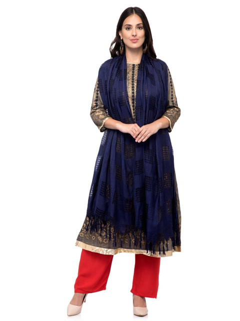A R SILK DUPATTA HUB Women Checked Tasselled Dupatta