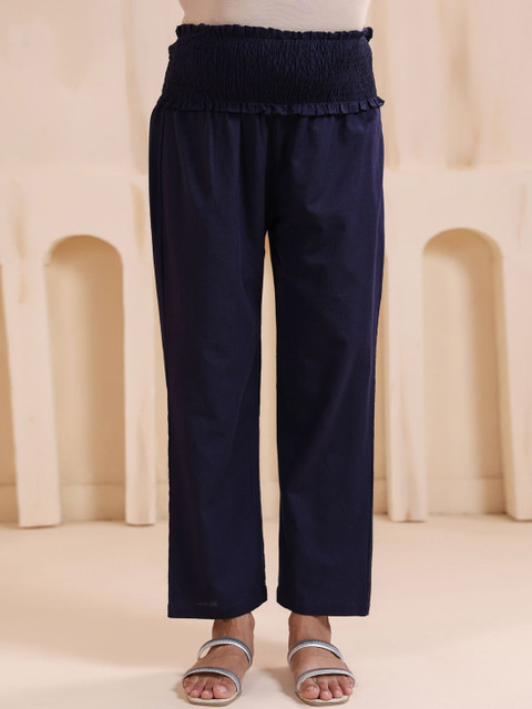 Ikk Kudi by Seerat Women Relaxed Straight Leg High-Rise Maternity Trousers