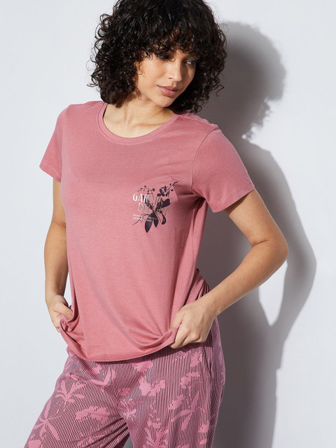 Ginger by Lifestyle Women Floral Printed Round Neck T-shirt