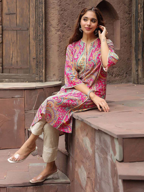 QUEENSFAB Women Paisley Printed Indie Prints Kurta