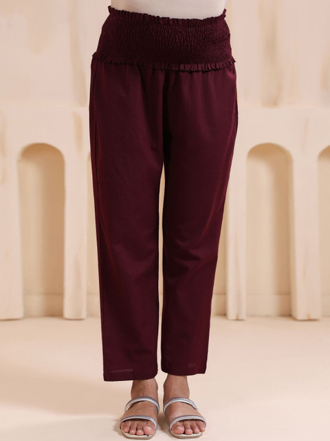 Ikk Kudi by Seerat Women Relaxed Straight Leg High-Rise Maternity Trousers