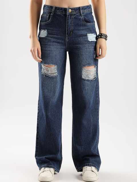 zayla Women Jean Wide Leg High-Rise Highly Distressed Light Fade Jeans