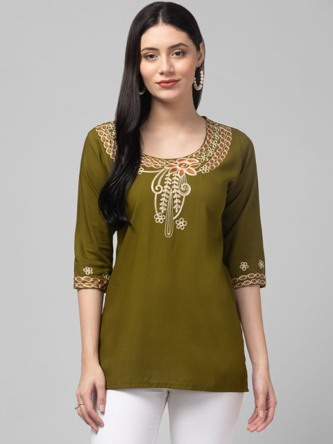TRENDY ERA Ethnic Motifs Embroidered Thread Work Thread Work Kurti