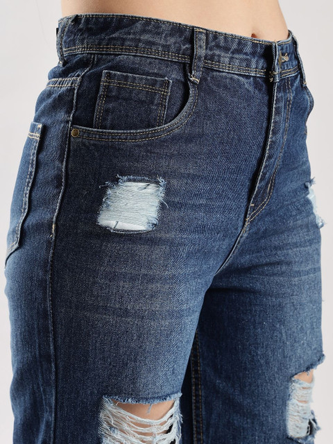 zayla Women Jean Wide Leg High-Rise Highly Distressed Light Fade Jeans - Image 5