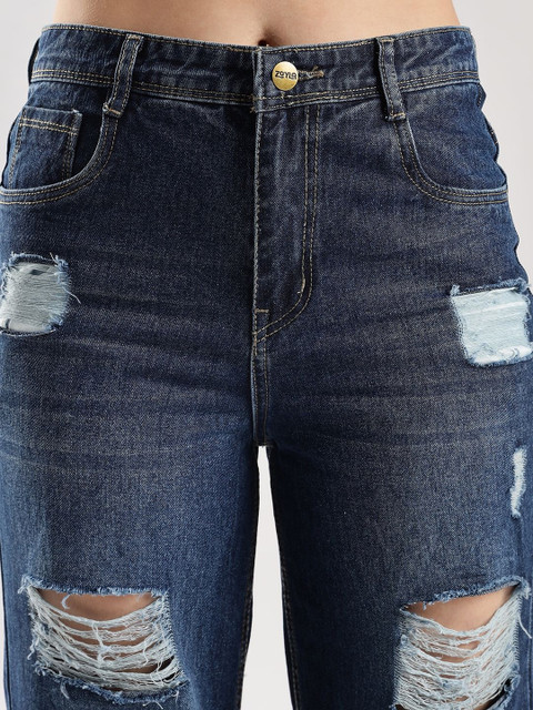 zayla Women Jean Wide Leg High-Rise Highly Distressed Light Fade Jeans - Image 7