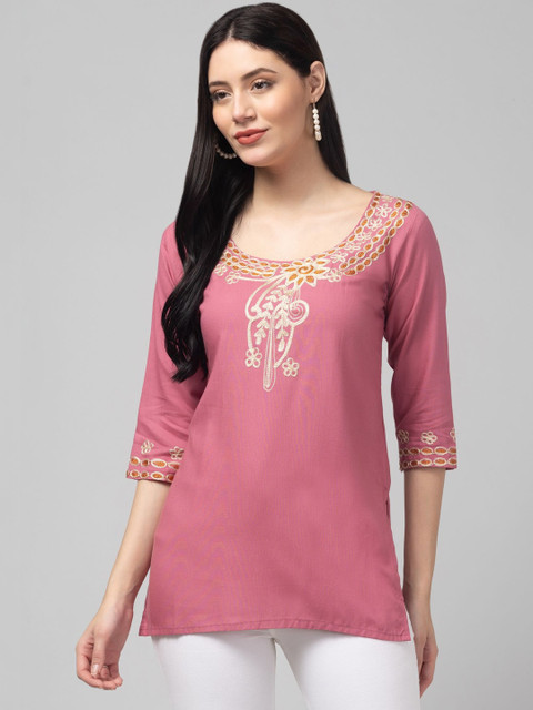 ZEROZABAR Women Ethnic Motifs Embroidered Thread Work Kurti